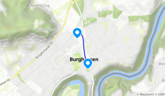 Kartenausschnitt DB Fahrradservice Bhf. Burghausen (Oberbay)